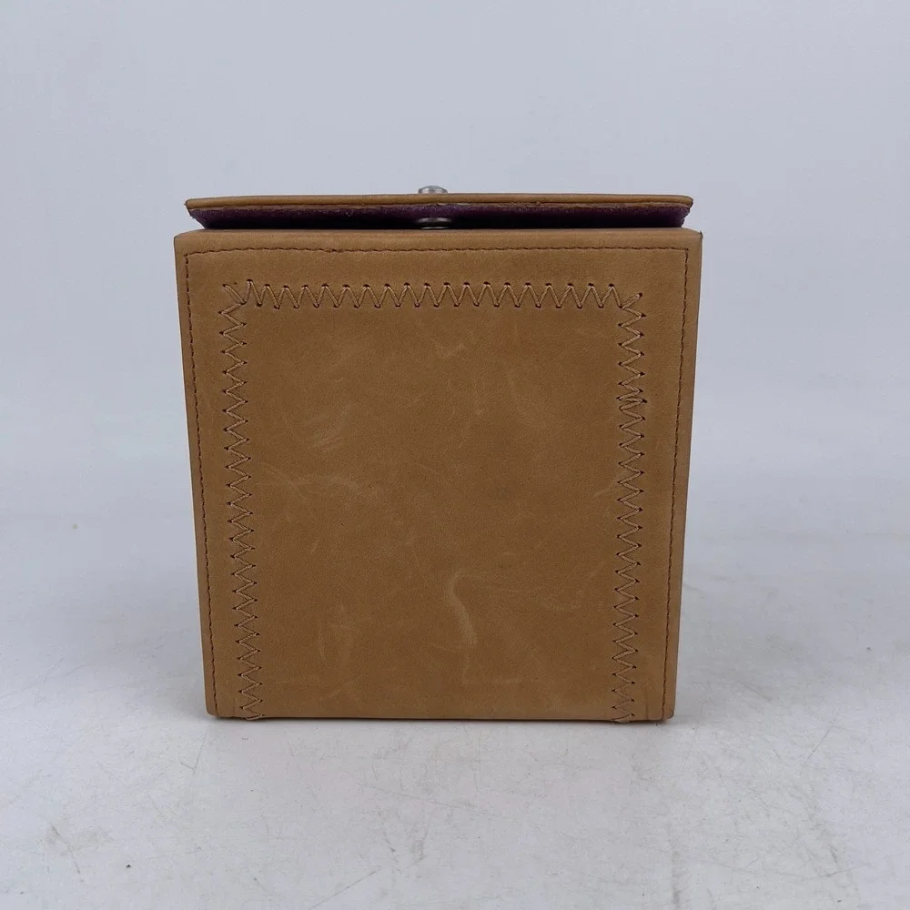 Sigrid Olsen Jewelry Box‎ Organizer Case Brown Faux Leather Purple Interior